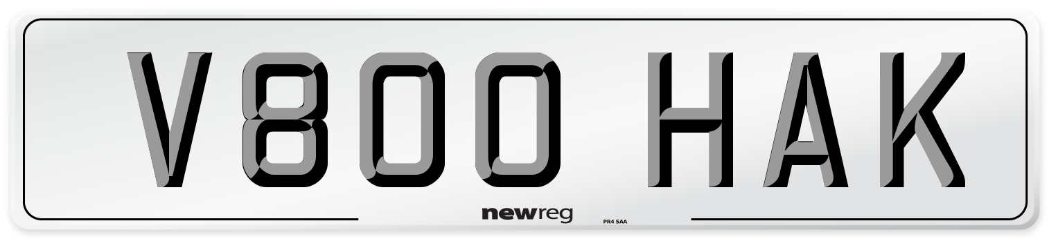 V800 HAK Number Plate from New Reg